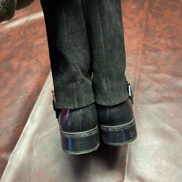 Trotters Limona black leather and suede boots with buckle, size 5 1/2 med - Picture 5 of 12